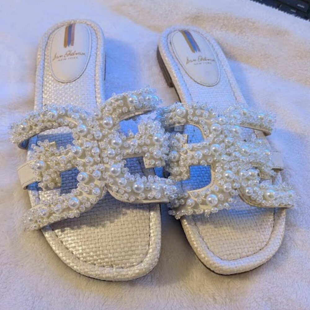 SAM EDELMAN BAY PERLA SLIDE SANDLE "ALL HANDMADE"
